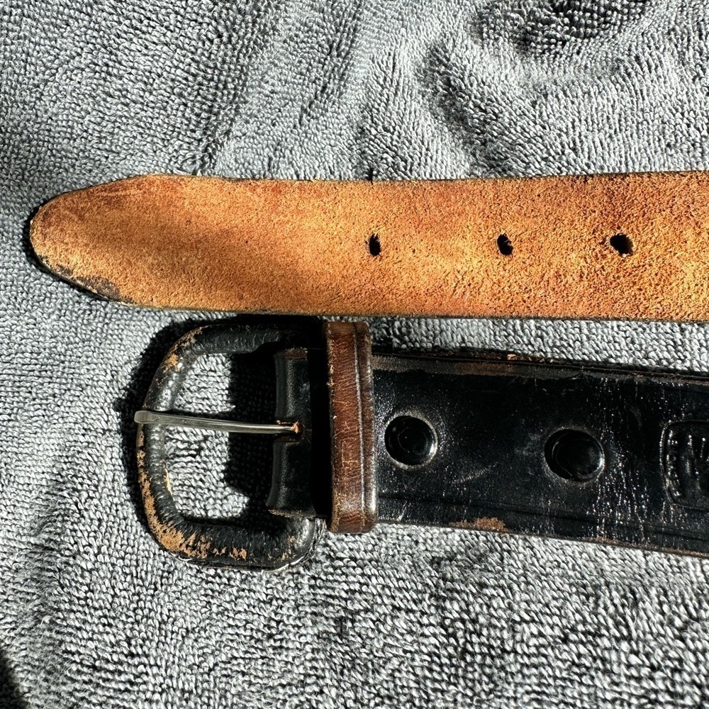 Vtg Mens Belt Sz 40 Braided Leather Brown Distressed Made In Mexico Handtooled‍‍ - Picture 3 of 13